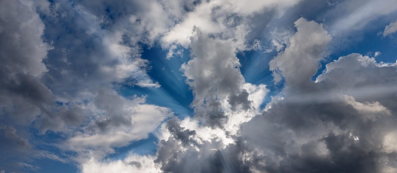 Light breaking through clouds
